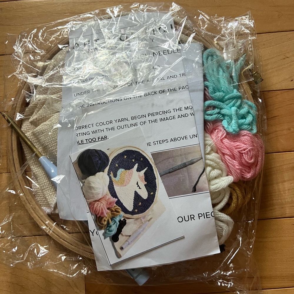 Unicorn Punch Needle Embroidery Kit - Pastel Yarn
